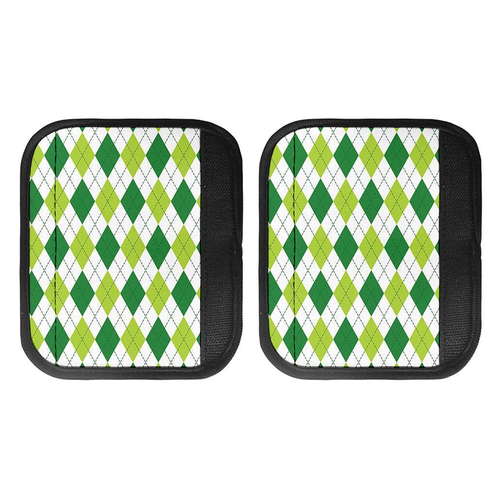 White And Green Argyle Pattern Print Handle Covers