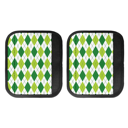 White And Green Argyle Pattern Print Handle Covers