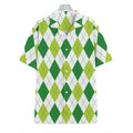 White And Green Argyle Pattern Print Hawaiian Shirt