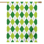White And Green Argyle Pattern Print House Flag