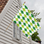White And Green Argyle Pattern Print House Flag
