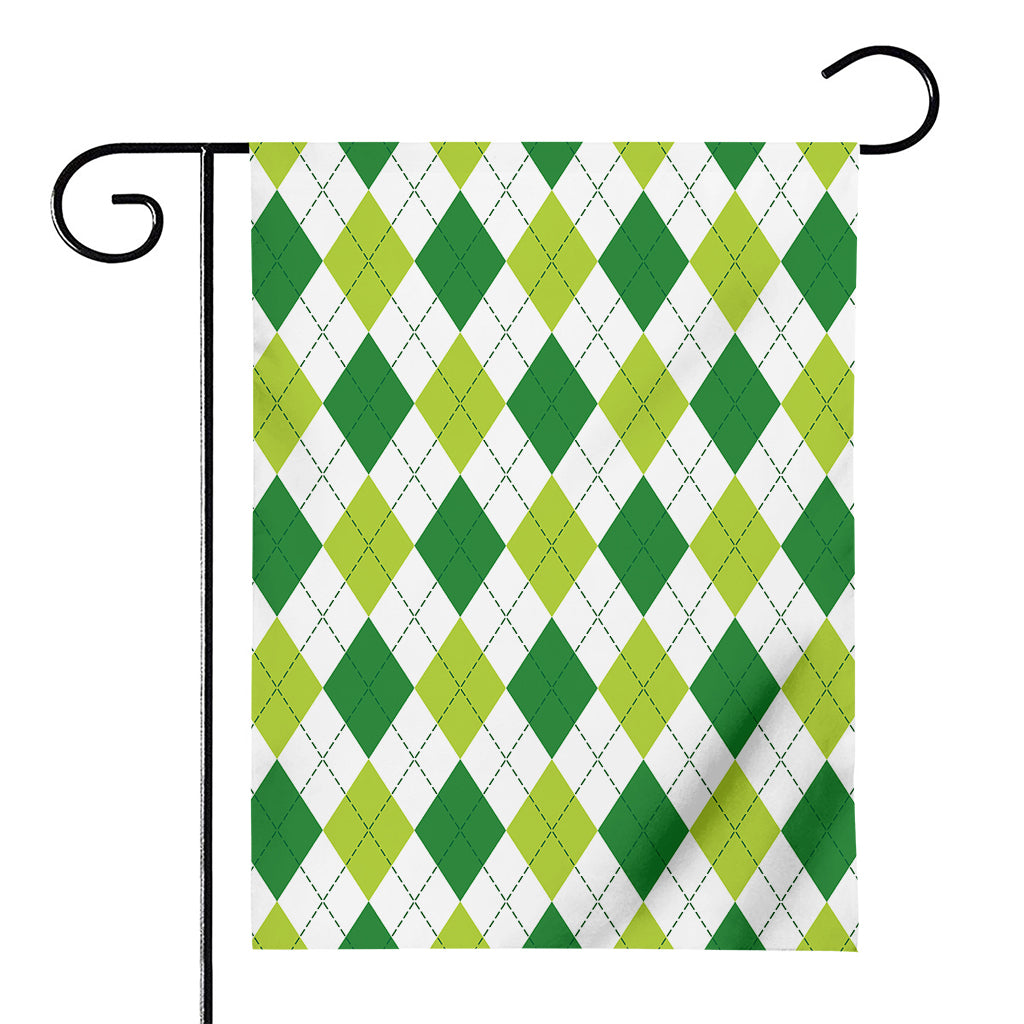White And Green Argyle Pattern Print House Flag