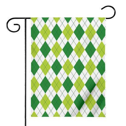 White And Green Argyle Pattern Print House Flag