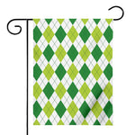 White And Green Argyle Pattern Print House Flag