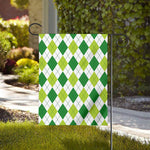 White And Green Argyle Pattern Print House Flag