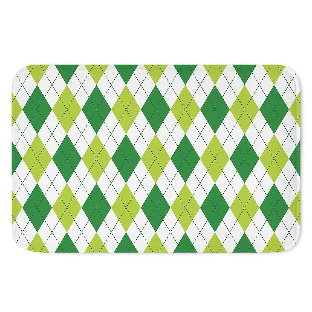 White And Green Argyle Pattern Print Indoor Door Mat