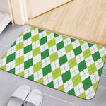White And Green Argyle Pattern Print Indoor Door Mat