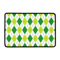 White And Green Argyle Pattern Print Kitchen Mat