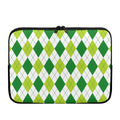 White And Green Argyle Pattern Print Laptop Sleeve