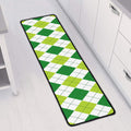 White And Green Argyle Pattern Print Long Kitchen Mat