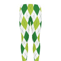 White And Green Argyle Pattern Print Men's Leggings