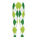White And Green Argyle Pattern Print Men's leggings