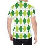 White And Green Argyle Pattern Print Men's Shirt
