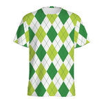 White And Green Argyle Pattern Print Men's Sports T-Shirt