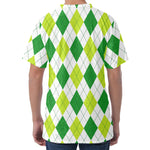 White And Green Argyle Pattern Print Men's Velvet T-Shirt