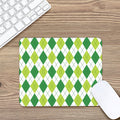 White And Green Argyle Pattern Print Mouse Pad