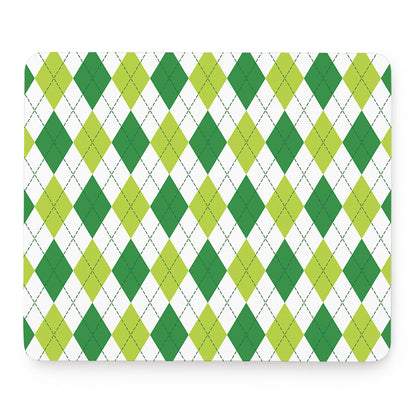 White And Green Argyle Pattern Print Mouse Pad