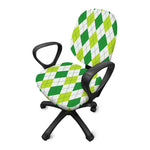 White And Green Argyle Pattern Print Office Chair Cover