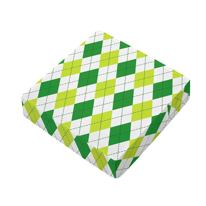 White And Green Argyle Pattern Print Outdoor Seat Cushion Cover