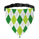 White And Green Argyle Pattern Print Over The Collar Dog Bandana