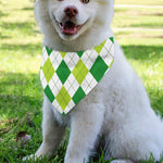 White And Green Argyle Pattern Print Over The Collar Dog Bandana