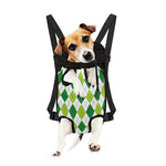 White And Green Argyle Pattern Print Pet Carrier Backpack