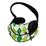 White And Green Argyle Pattern Print Pet Sling Carrier