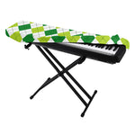 White And Green Argyle Pattern Print Piano Keyboard Cover