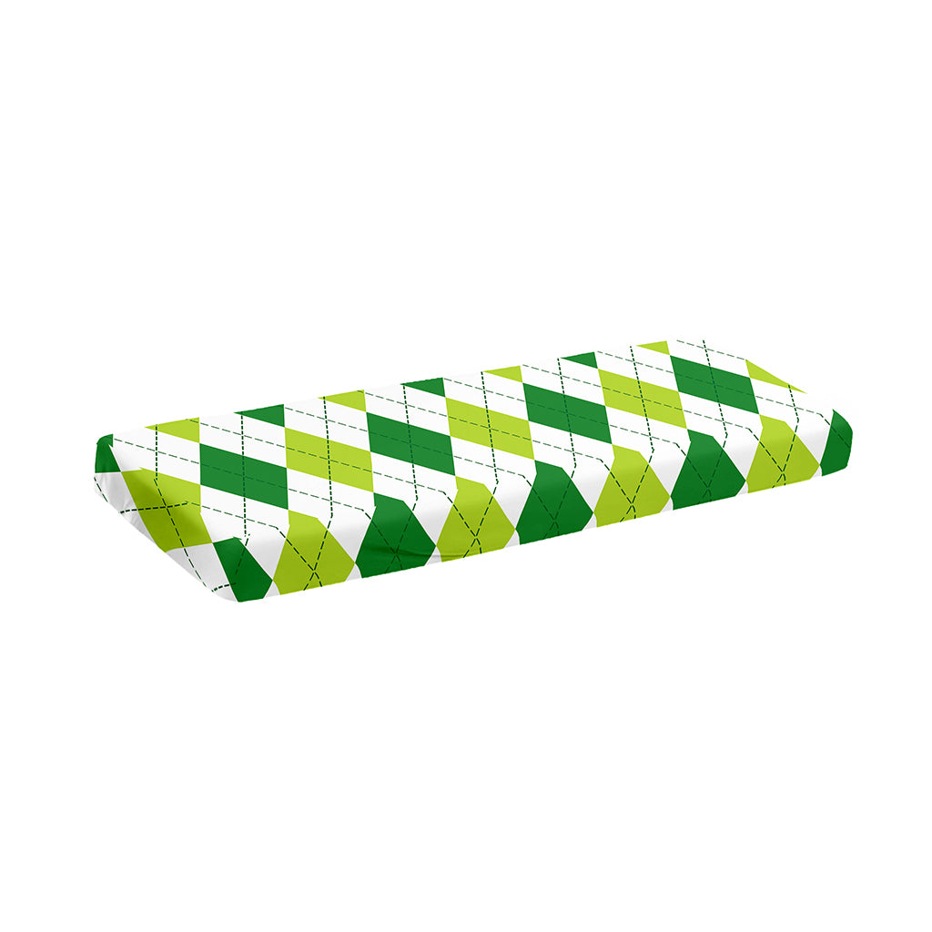 White And Green Argyle Pattern Print Piano Keyboard Cover