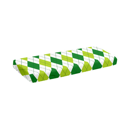 White And Green Argyle Pattern Print Piano Keyboard Cover