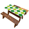 White And Green Argyle Pattern Print Picnic Table Cover