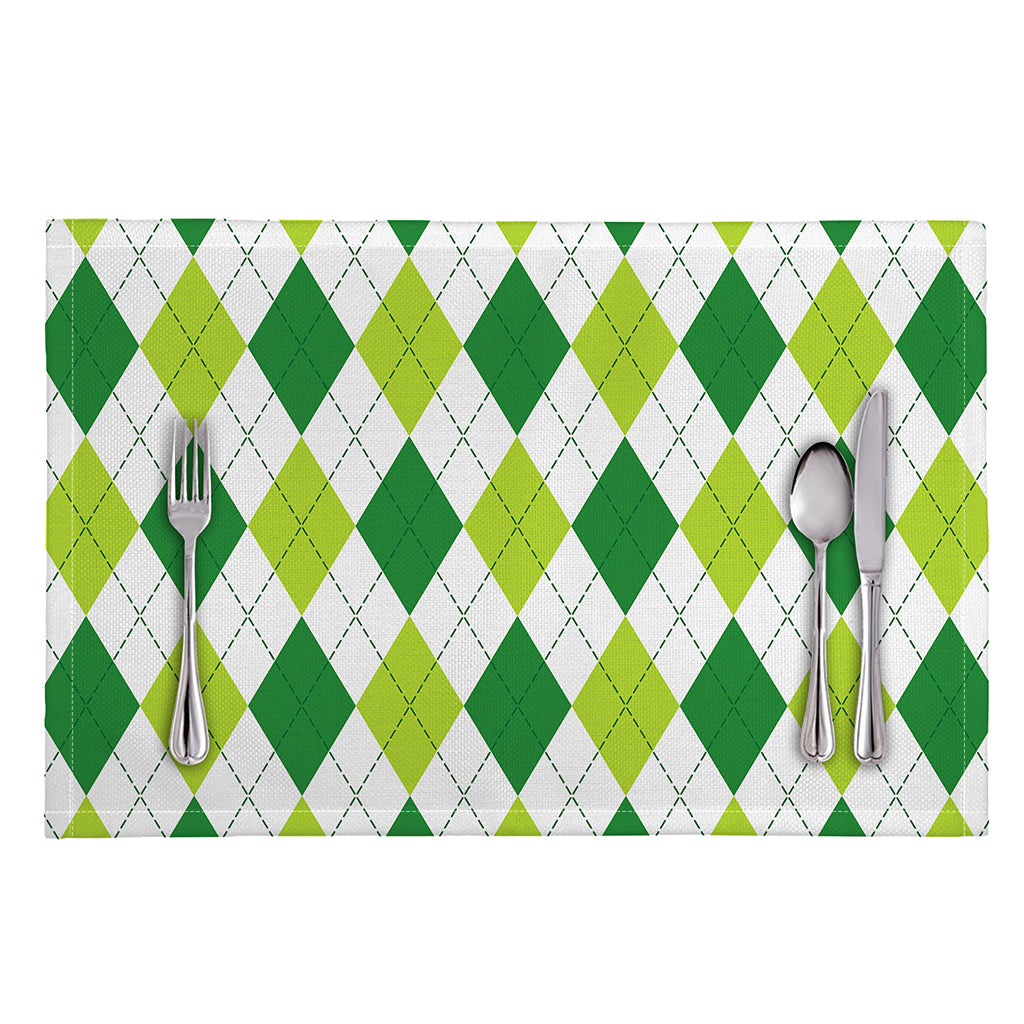 White And Green Argyle Pattern Print Placemat
