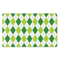 White And Green Argyle Pattern Print Polyester Doormat