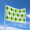 White And Green Argyle Pattern Print Polyester Flag