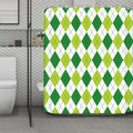 White And Green Argyle Pattern Print Polyester Shower Curtain