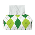 White And Green Argyle Pattern Print Rectangle Tissue Box Cover