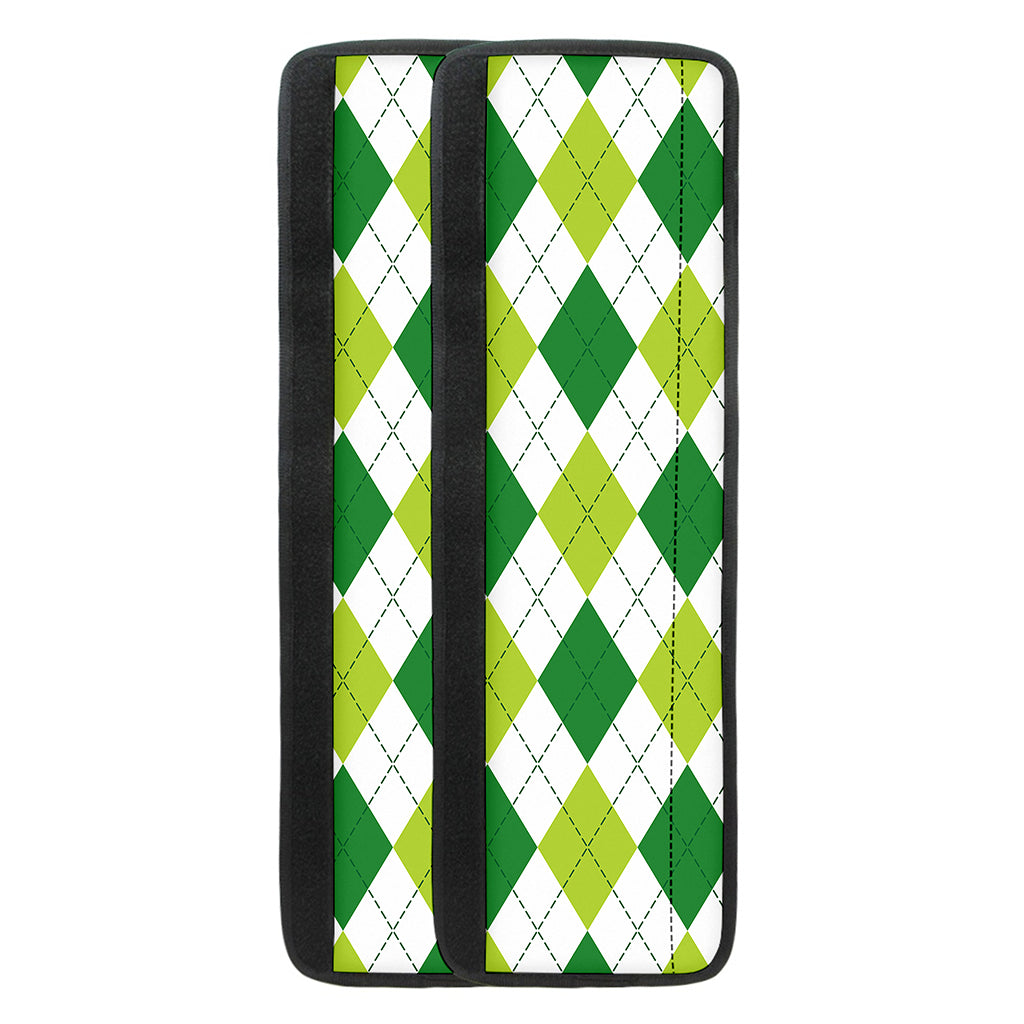 White And Green Argyle Pattern Print Refrigerator Handle Covers