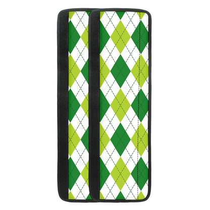 White And Green Argyle Pattern Print Refrigerator Handle Covers