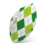 White And Green Argyle Pattern Print Rugby Ball