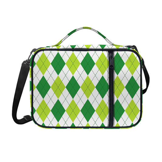 White And Green Argyle Pattern Print Shoulder Strap Bible Bag