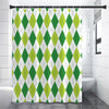 White And Green Argyle Pattern Print Shower Curtain