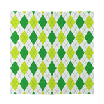 White And Green Argyle Pattern Print Silk Bandana