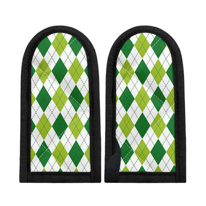 White And Green Argyle Pattern Print Skillet Handle Cover