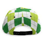 White And Green Argyle Pattern Print Snapback Cap