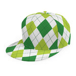 White And Green Argyle Pattern Print Snapback Cap
