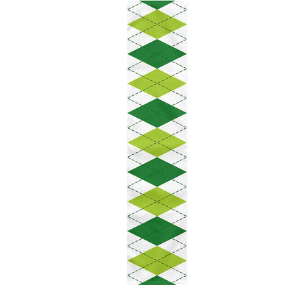 White And Green Argyle Pattern Print Table Runner
