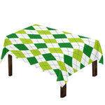 White And Green Argyle Pattern Print Tablecloth