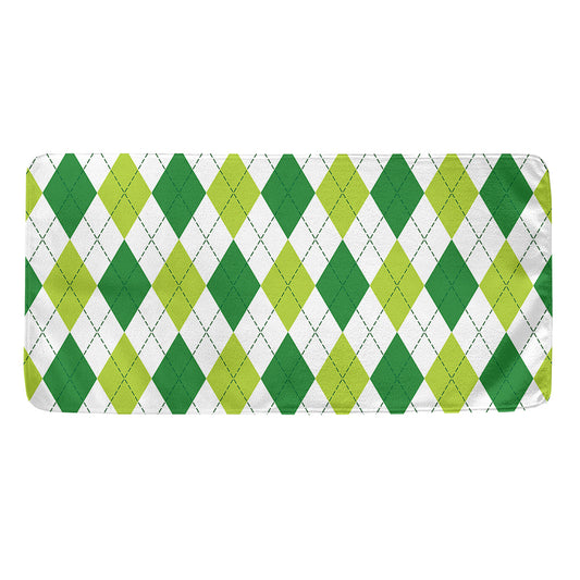White And Green Argyle Pattern Print Towel