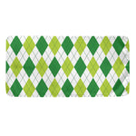 White And Green Argyle Pattern Print Towel