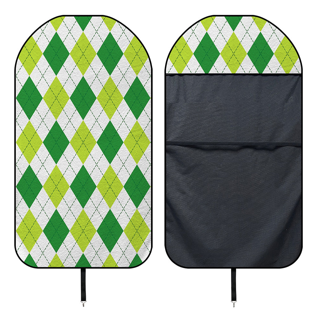 White And Green Argyle Pattern Print Waterproof Car Seat Cover